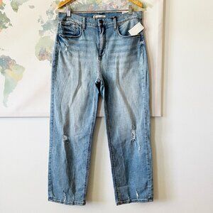 Whetherly Jeans Pierce High Rise Straight Leg Distressed Genova Wash NWT Size 16